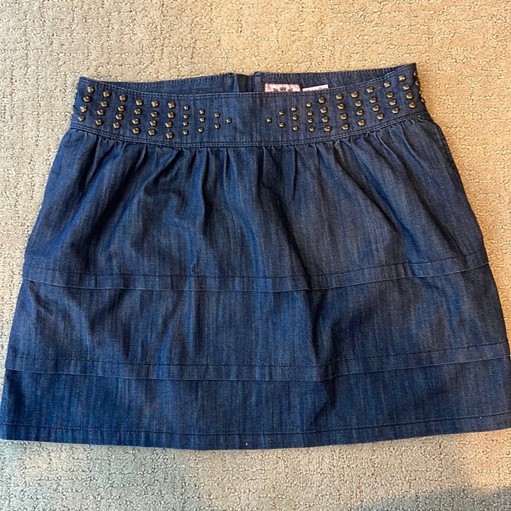 JUICY COUTURE Denim studded skirt with pockets